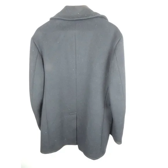 Navy Wool Pea Coat navy Blue Mens size 40R - Picture 3 of 5